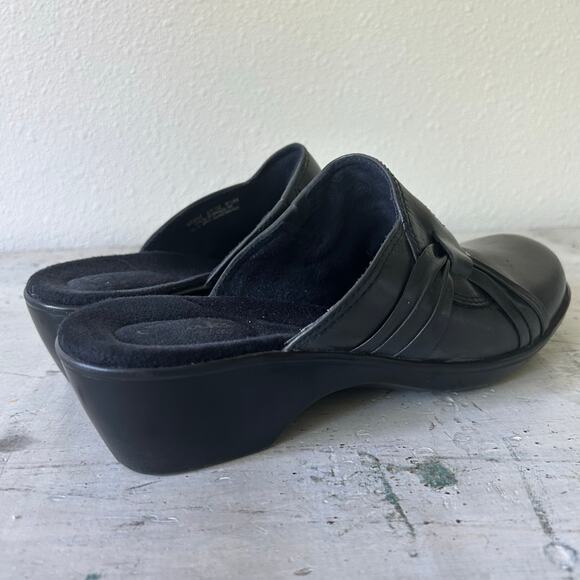 Clarks bendable mule clog leather wedge kitten heel comfort slip on classic 8.5 - Picture 5 of 11